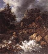RUISDAEL, Jacob Isaackszon van Waterfall in a Mountainous Northern Landscape af Spain oil painting artist